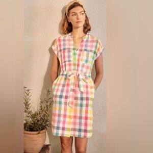 Boden Plaid Multicolor Linen Dress - 2